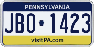 PA license plate JBO1423