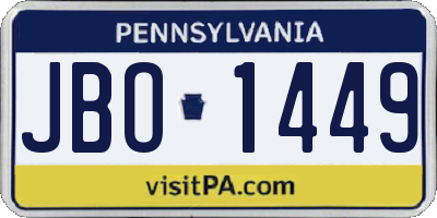 PA license plate JBO1449