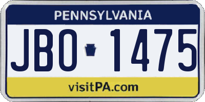 PA license plate JBO1475