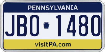 PA license plate JBO1480