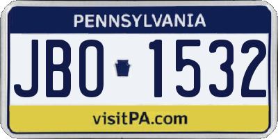 PA license plate JBO1532