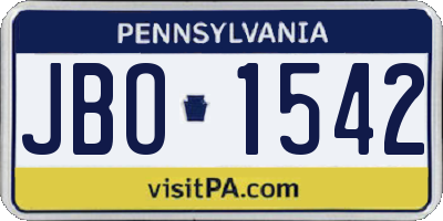 PA license plate JBO1542