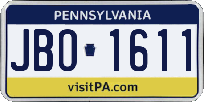PA license plate JBO1611