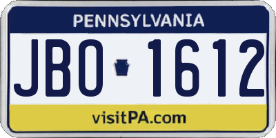 PA license plate JBO1612