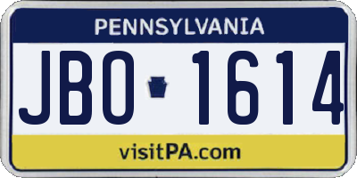 PA license plate JBO1614
