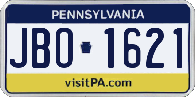 PA license plate JBO1621