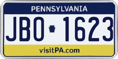 PA license plate JBO1623