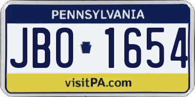 PA license plate JBO1654