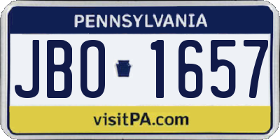 PA license plate JBO1657