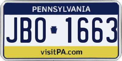 PA license plate JBO1663