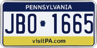 PA license plate JBO1665