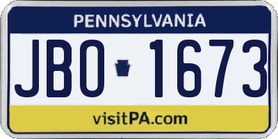 PA license plate JBO1673