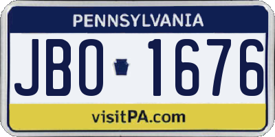 PA license plate JBO1676