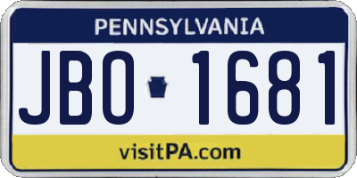 PA license plate JBO1681