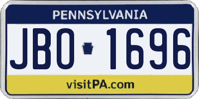 PA license plate JBO1696