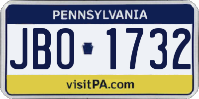 PA license plate JBO1732