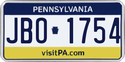 PA license plate JBO1754