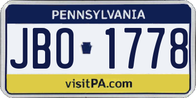 PA license plate JBO1778