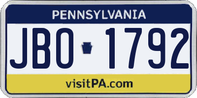 PA license plate JBO1792