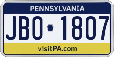 PA license plate JBO1807