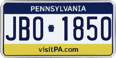 PA license plate JBO1850