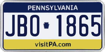 PA license plate JBO1865