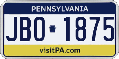 PA license plate JBO1875