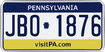 PA license plate JBO1876