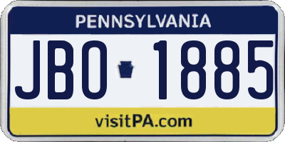 PA license plate JBO1885