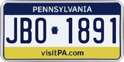 PA license plate JBO1891