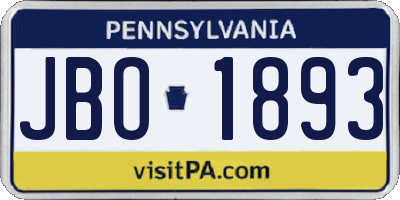 PA license plate JBO1893