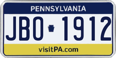 PA license plate JBO1912