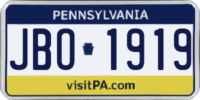 PA license plate JBO1919