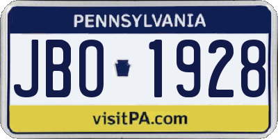 PA license plate JBO1928