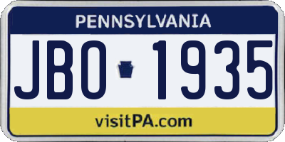 PA license plate JBO1935