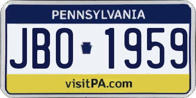 PA license plate JBO1959