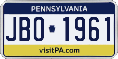 PA license plate JBO1961