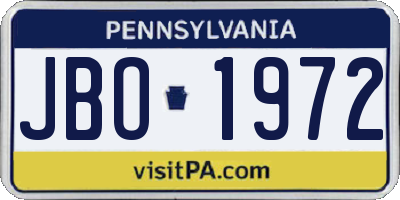 PA license plate JBO1972