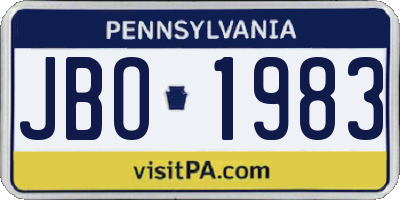 PA license plate JBO1983