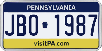 PA license plate JBO1987