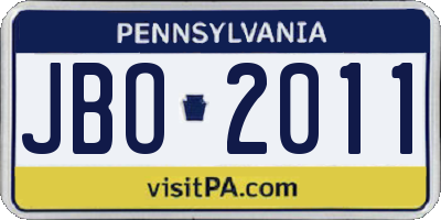 PA license plate JBO2011