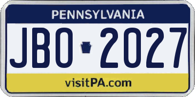 PA license plate JBO2027