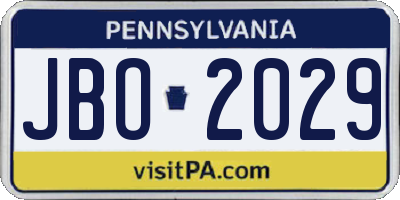 PA license plate JBO2029