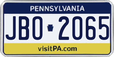 PA license plate JBO2065