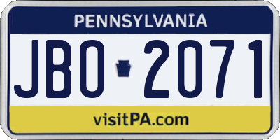 PA license plate JBO2071