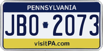 PA license plate JBO2073