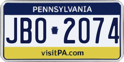 PA license plate JBO2074