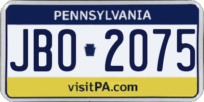 PA license plate JBO2075