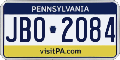 PA license plate JBO2084