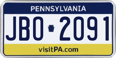 PA license plate JBO2091